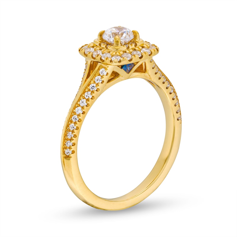 Main Image 3 of Vera Wang Love Collection Canadian Certified Centre Diamond 0.69 CT. T.W. Split Shank Engagement Ring in 14K Gold