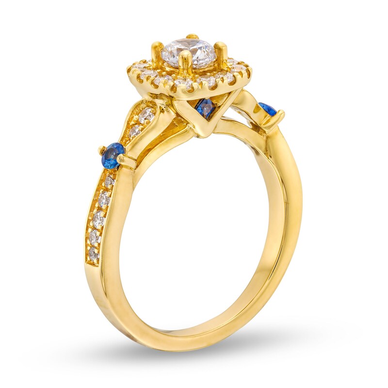 Main Image 3 of Vera Wang Love Collection Canadian Certified Centre Diamond 0.69 CT. T.W. Cushion Frame Engagement Ring in 14K Gold