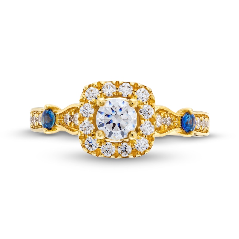 Main Image 4 of Vera Wang Love Collection Canadian Certified Centre Diamond 0.69 CT. T.W. Cushion Frame Engagement Ring in 14K Gold