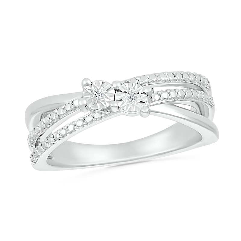Diamond Accent Criss-Cross Orbit Ring in Sterling Silver|Peoples Jewellers