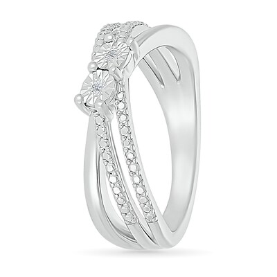 Diamond Accent Criss-Cross Orbit Ring in Sterling Silver