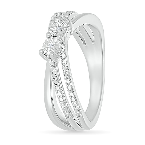 Diamond Accent Criss-Cross Orbit Ring in Sterling Silver
