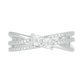 Diamond Accent Criss-Cross Orbit Ring in Sterling Silver
