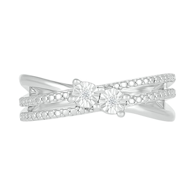 Diamond Accent Criss-Cross Orbit Ring in Sterling Silver