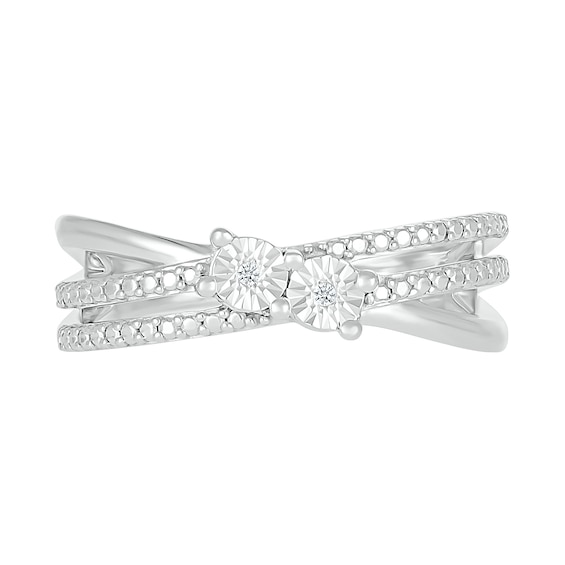 Diamond Accent Criss-Cross Orbit Ring in Sterling Silver