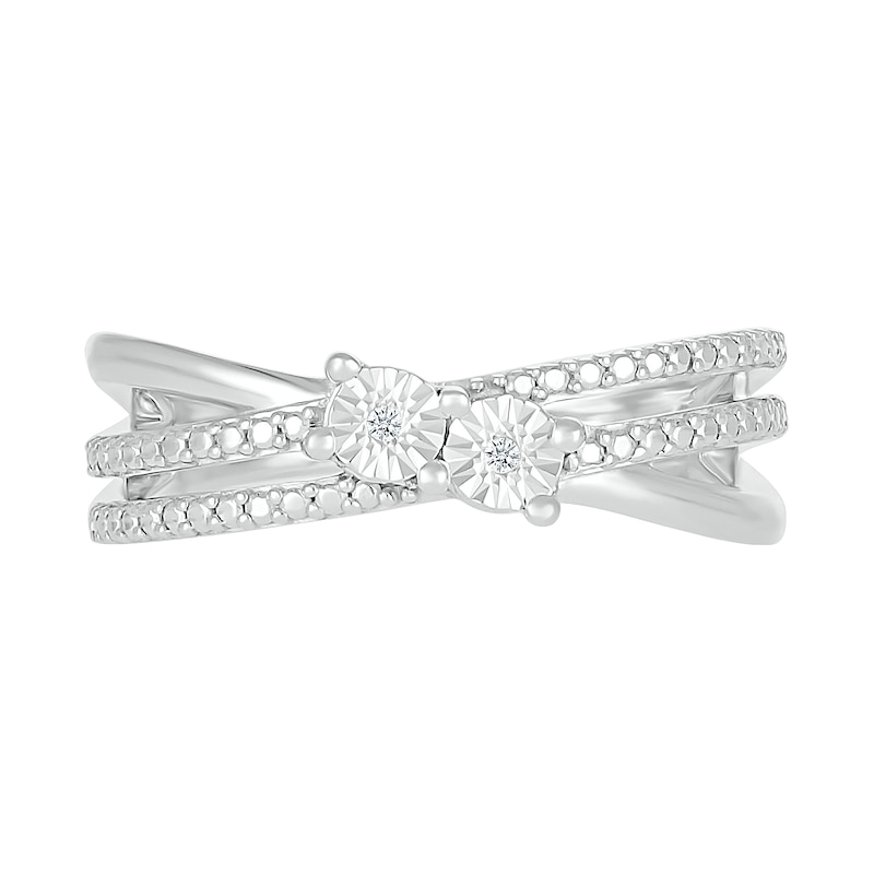 Diamond Accent Criss-Cross Orbit Ring in Sterling Silver
