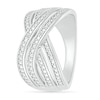 Diamond Accent Double Row Criss-Cross Ring in Sterling Silver