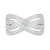 Diamond Accent Double Row Criss-Cross Ring in Sterling Silver