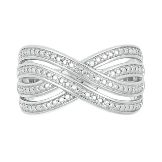 Diamond Accent Double Row Criss-Cross Ring in Sterling Silver