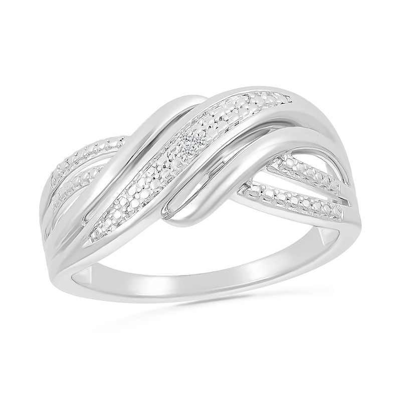 Diamond Accent Multi-Row Criss-Cross Wave Band in Sterling Silver|Peoples Jewellers