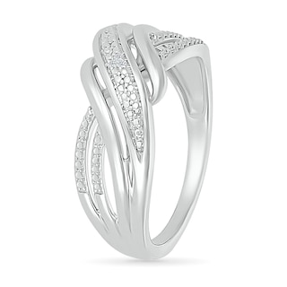 Diamond Accent Multi-Row Criss-Cross Wave Band in Sterling Silver