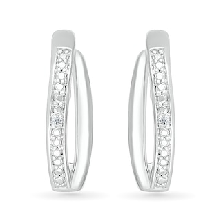 Diamond Accent Split J-Hoop Earrings in Sterling Silver