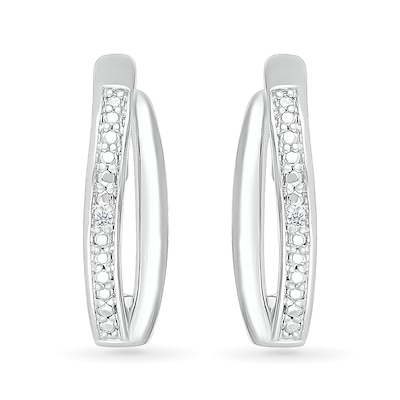 Diamond Accent Split J-Hoop Earrings in Sterling Silver
