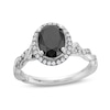Thumbnail Image 1 of Monique Lhuillier Bliss 2.13 CT. T.W. Oval Black and White Diamond Twist Shank Engagement Ring in 14K White Gold