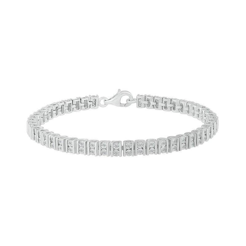 Main Image 2 of 0.30 CT. T.W. Diamond Duo Link Bracelet in Sterling Silver - 7.5"