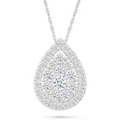 0.50 CT. T.W. Pear-Shaped Multi-Diamond Frame Pendant in 10K White Gold