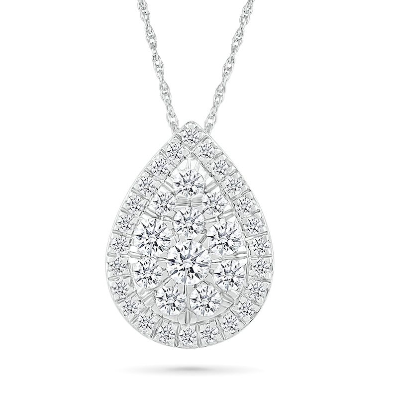 0.50 CT. T.W. Pear-Shaped Multi-Diamond Frame Pendant in 10K White Gold|Peoples Jewellers