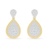 0.50 CT. T.W. Pear-Shaped Multi-Diamond Rope-Textured Frame Drop Earrings in 10K Gold
