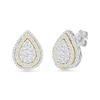 Thumbnail Image 1 of 1.00 CT. T.W. Pear-Shaped Multi-Diamond Double Frame Stud Earrings in 10K Two-Tone Gold