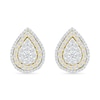 Thumbnail Image 3 of 1.00 CT. T.W. Pear-Shaped Multi-Diamond Double Frame Stud Earrings in 10K Two-Tone Gold