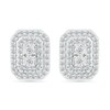 0.50 CT. T.W. Emerald-Shaped Multi-Diamond Double Frame Stud Earrings in 10K White Gold