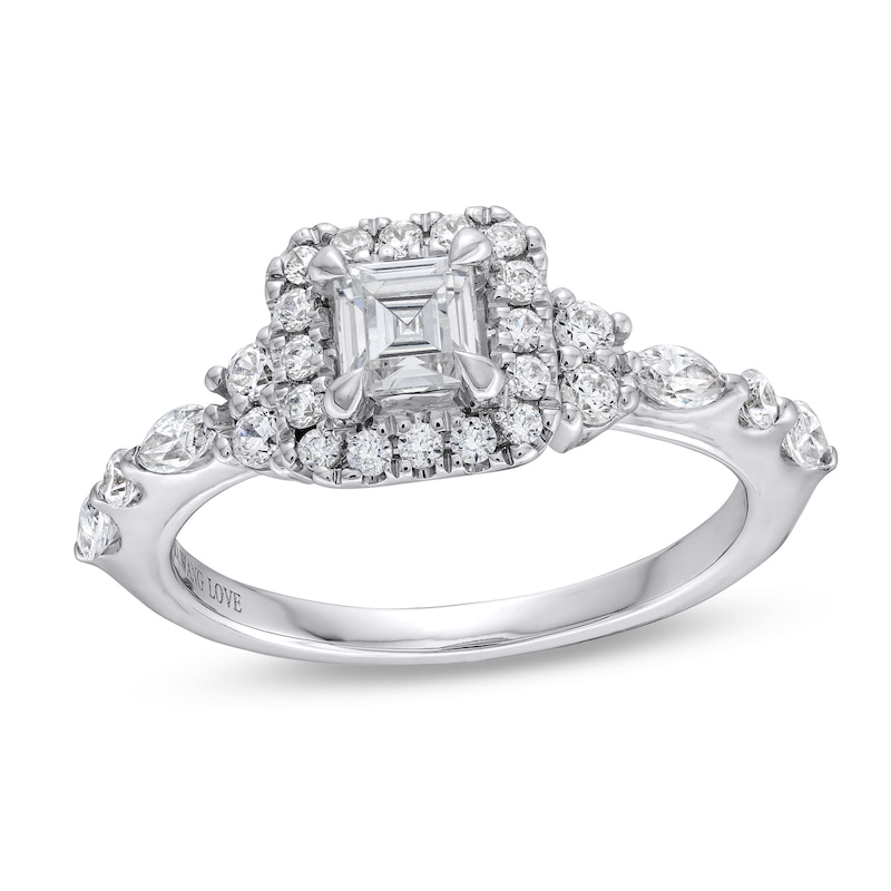 Main Image 1 of Vera Wang Love Collection Canadian Certified Princess Centre Diamond 0.95 CT. T.W. Engagement Ring in 14K White Gold