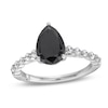 Thumbnail Image 0 of Monique Lhuillier Bliss 2.58 CT. T.W. Pear Black and White Diamond Scallop Shank Engagement Ring in 14K White Gold