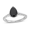 Thumbnail Image 1 of Monique Lhuillier Bliss 2.58 CT. T.W. Pear Black and White Diamond Scallop Shank Engagement Ring in 14K White Gold