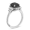 Thumbnail Image 2 of Monique Lhuillier Bliss 2.40 CT. T.W. Emerald-Cut Black and White Diamond Collar Engagement Ring in 14K White Gold