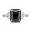 Thumbnail Image 4 of Monique Lhuillier Bliss 2.40 CT. T.W. Emerald-Cut Black and White Diamond Collar Engagement Ring in 14K White Gold