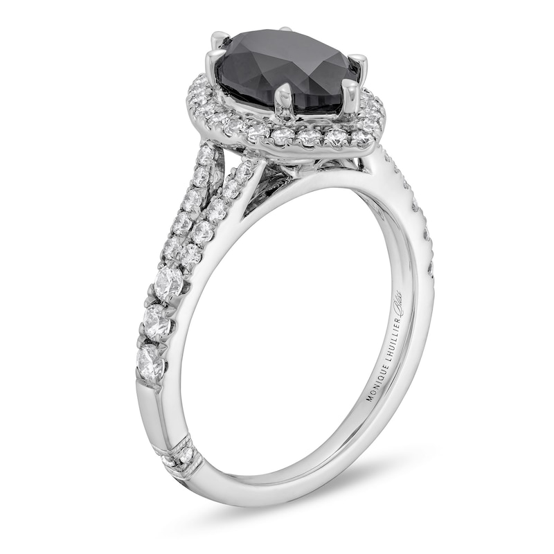 Main Image 3 of Monique Lhuillier Bliss 2.53 CT. T.W. Marquise Black and White Diamond Split Shank Engagement Ring in 14K White Gold
