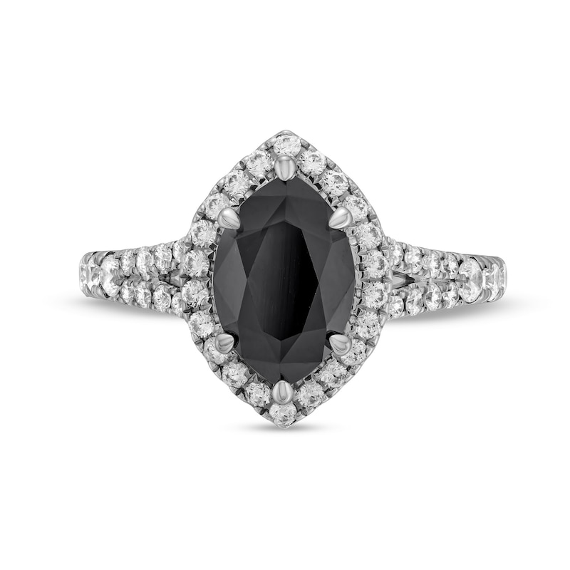 Main Image 4 of Monique Lhuillier Bliss 2.53 CT. T.W. Marquise Black and White Diamond Split Shank Engagement Ring in 14K White Gold