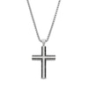 Thumbnail Image 1 of Men's 0.70 CT. T.W. Black and White Diamond Cross in Stainless Steel with Black Ion Plate - 24"
