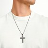 Thumbnail Image 2 of Men's 0.70 CT. T.W. Black and White Diamond Cross in Stainless Steel with Black Ion Plate - 24"