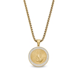 Men's 0.25 CT. T.W.  Diamond Praying Hands Medallion in Stainless Steel and Yellow Ion Plate - 24&quot;