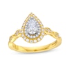 Thumbnail Image 0 of Monique Lhuillier Bliss 0.69 CT. T.W. Pear-Shaped Diamond Double Frame Vintage-Style Engagement Ring in 18K Gold