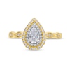 Thumbnail Image 3 of Monique Lhuillier Bliss 0.69 CT. T.W. Pear-Shaped Diamond Double Frame Vintage-Style Engagement Ring in 18K Gold