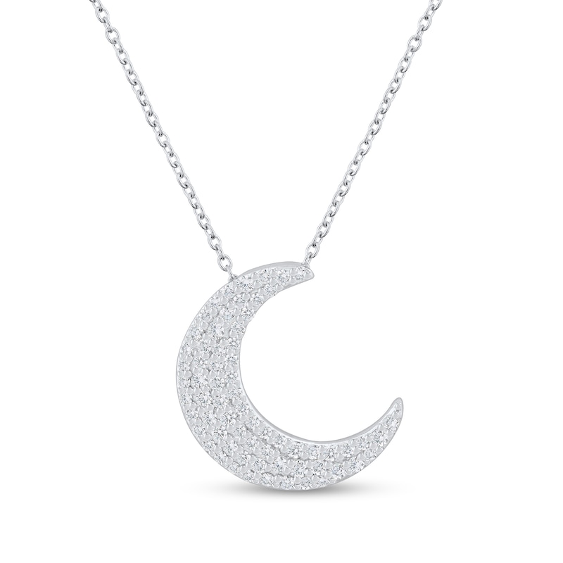 Main Image 1 of 0.23 CT. T.W. Diamond Moon Pendant in Sterling Silver