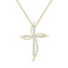 Thumbnail Image 1 of 0.23 CT. T.W. Diamond Swirl Cross Pendant in 10K Gold