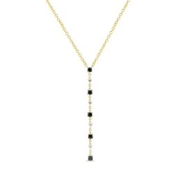 0.45 CT. T.W. Black and White Diamond Drop Necklace in 10K Gold