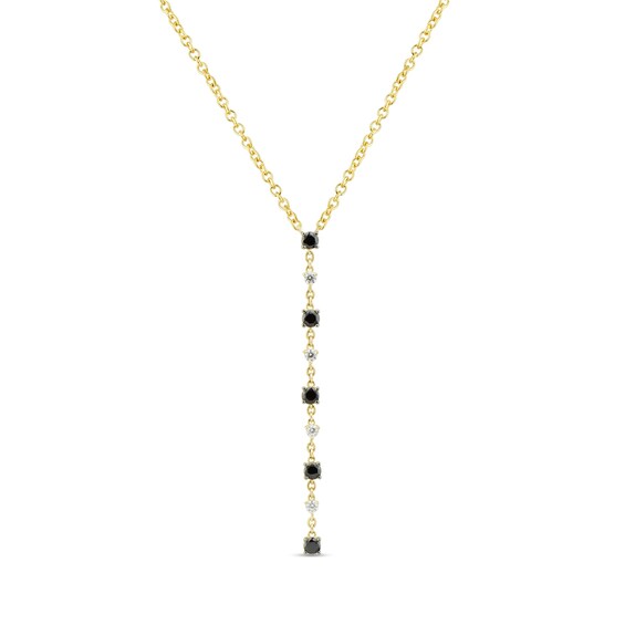 0.45 CT. T.W. Black and White Diamond Drop Necklace in 10K Gold