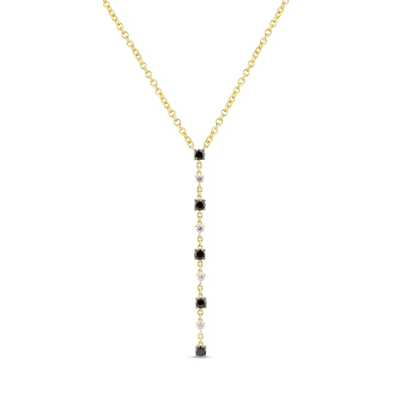 0.45 CT. T.W. Black and White Diamond Drop Necklace in 10K Gold