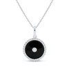 0.18 CT. T.W. Diamond and Black Enamel Circle Pendant in Sterling Silver