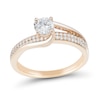 Thumbnail Image 1 of 0.60 CT. T.W. Diamond Double Row Swirl Bypass Engagement Ring in 14K Rose Gold