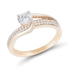 Thumbnail Image 2 of 0.60 CT. T.W. Diamond Double Row Swirl Bypass Engagement Ring in 14K Rose Gold