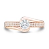 Thumbnail Image 3 of 0.60 CT. T.W. Diamond Double Row Swirl Bypass Engagement Ring in 14K Rose Gold