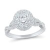 Thumbnail Image 0 of 1.23 CT. T.W. Oval Diamond Double Frame Twist Shank Engagement Ring in 14K White Gold