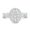 Thumbnail Image 2 of 1.23 CT. T.W. Oval Diamond Double Frame Twist Shank Engagement Ring in 14K White Gold