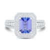Thumbnail Image 3 of Emerald Tanzanite and 0.58 CT. T.W. Diamond Double Frame Triple Row Engagement Ring in 14K White Gold