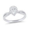 Thumbnail Image 1 of 0.69 CT. T.W. Pear-Shaped Certified Diamond Frame Twist Shank Engagement Ring in Platinum